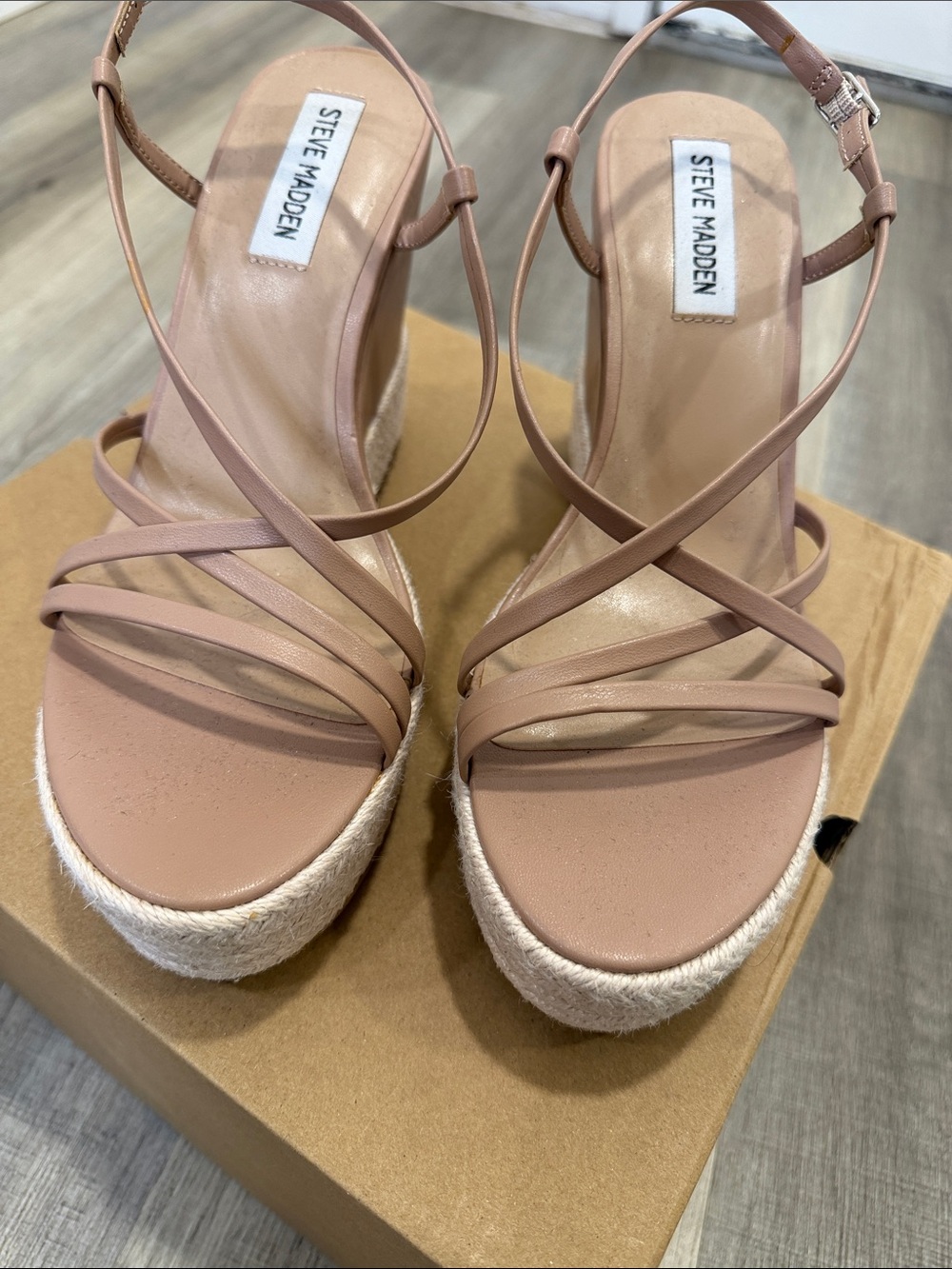 Steve Madden Nude Blush Espadrille Wedge Sandals